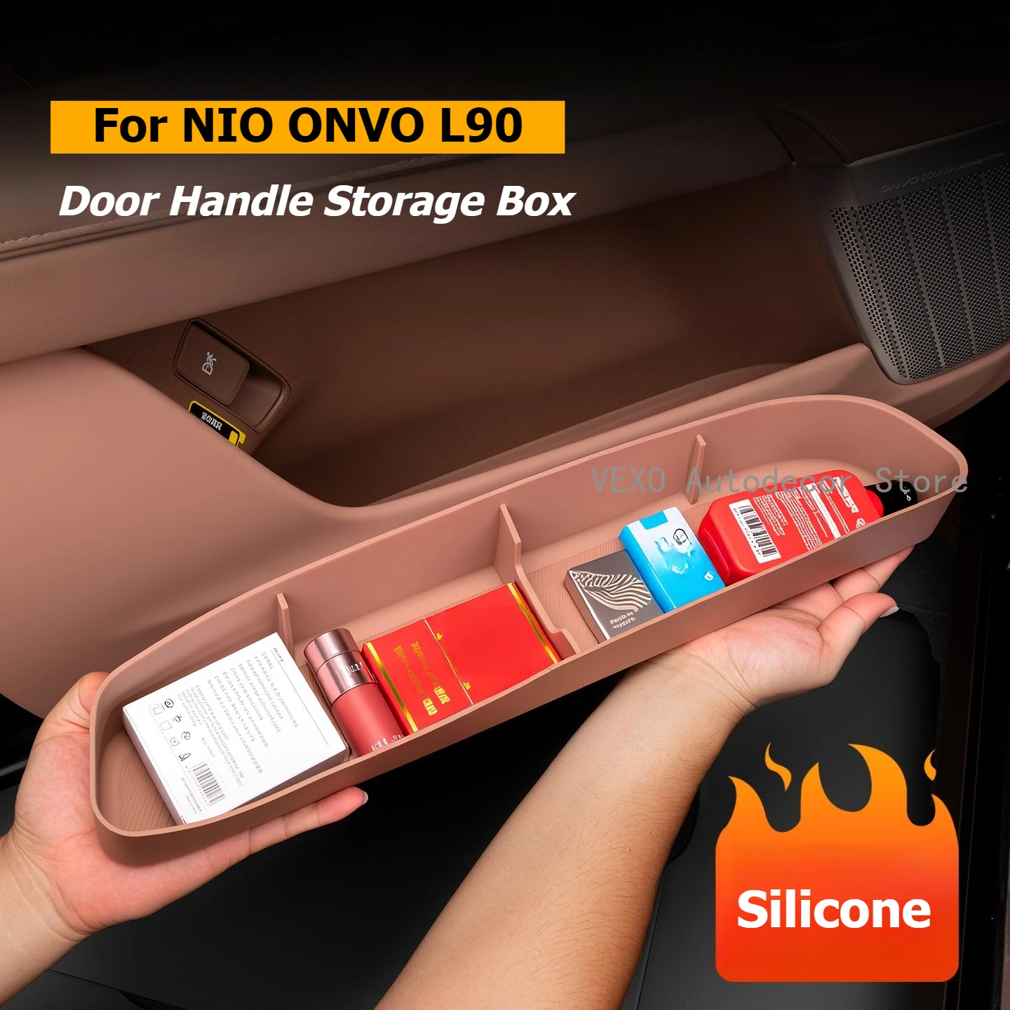 

Для NIO ‌ ‌ ONVO L90 4 шт., дверная ручка для хранения, ящик для хранения передней и задней боковой двери, силиконовый органайзер, ящик для внутренних автомобильных аксессуаров