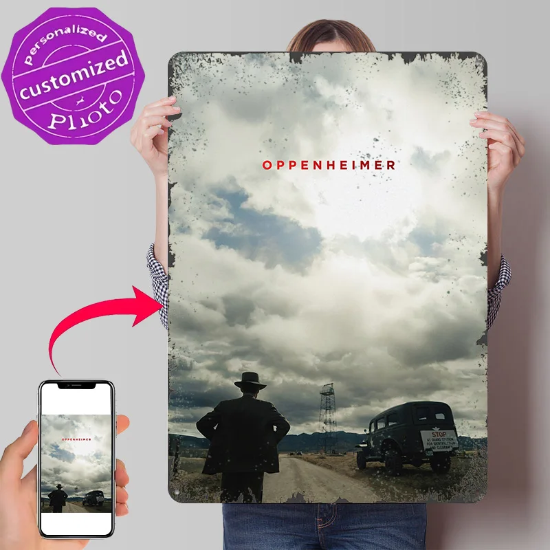 Oppenheimer 3D Texture Metal Poster Customized Wall Art Tin Sign Gift for Mancave Modern Home Decoration Luxury Man Cave Decor