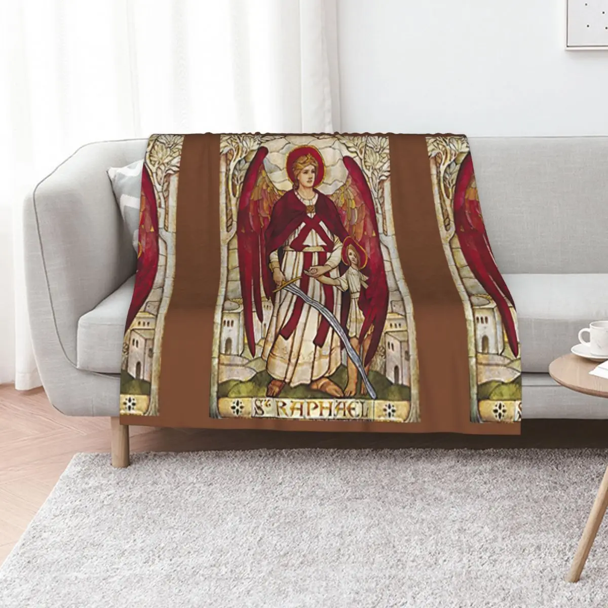 St Raphael Rafael Angel Catholic Saint Archangel Throw Blanket Soft For Baby halloween Bed Weighted Blankets