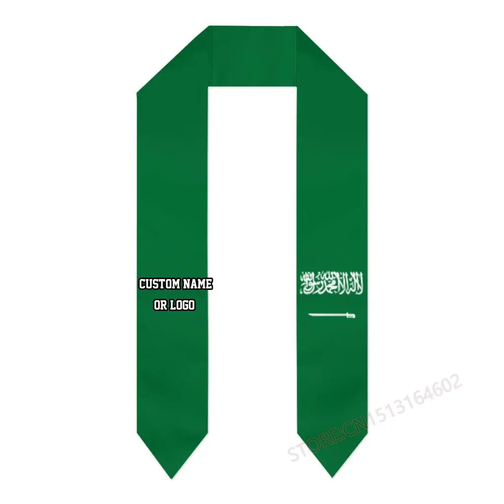 

Custom Name Or Logo Saudi Arabia Flag Graduation Stole Sash International Study Abroad Class of 2023 Shawl