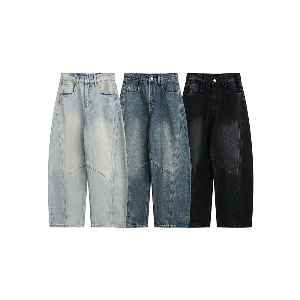 

American Style Loose Fit Men's And Women's Jeans Spring New Style Casual Straight Leg Trousers Vintage Decomposition Design