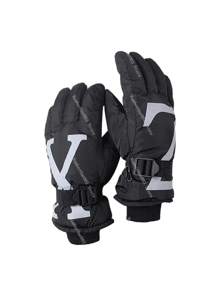 Gloves Men's Autumn And Winter Skiing Outdoor Riding Warm Windproof Cycling Motorcycle Cotton Gloves Piled And Thickened