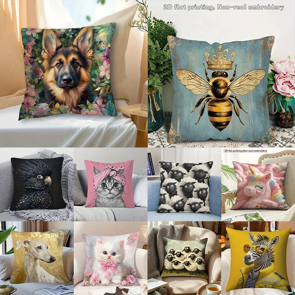 Eye Catching 2d Printed Pillow Covers With Adorable Animal Designs Sofa Seat Mattress Cover Home Decoration