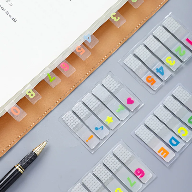 100 Sheets Transparent Number Sticky Notes Self-Adhesive Reading Annotation for Books Notepad Bookmarks Memo Pad Index Tabs