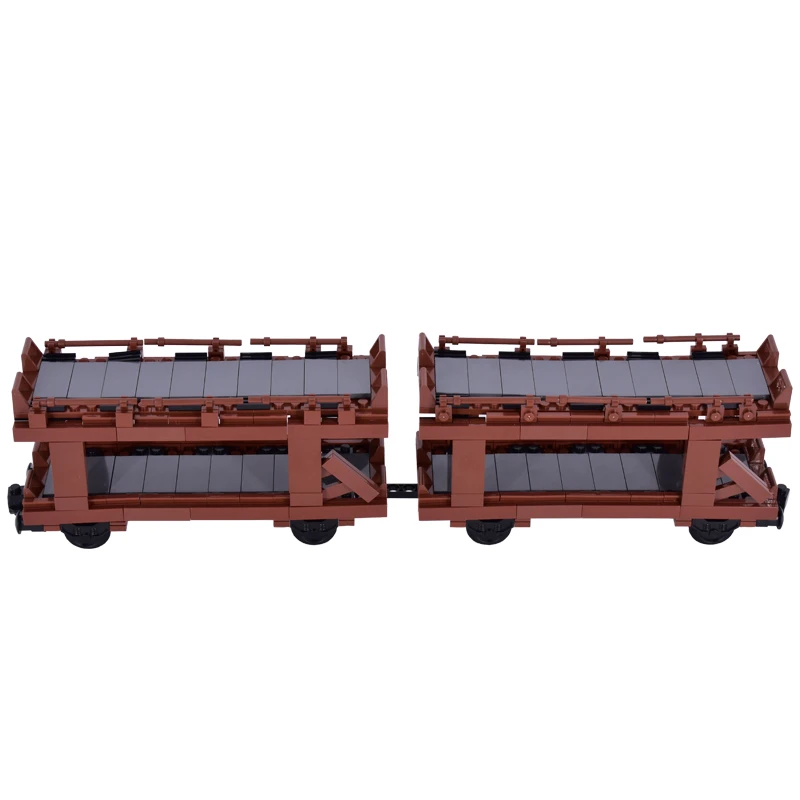 MOC City Creative Auto Vehicle Transporter Car Carrier Train Rail Building Blocks Bricks DIY Technical Toys for kids gifts