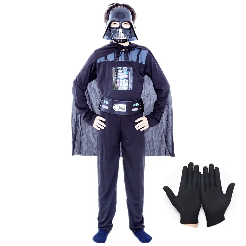Disfraz de máscara de película clásica para niños, estampado de dibujos animados de Darth Vader, capa de armadura, mono de Halloween, disfraces