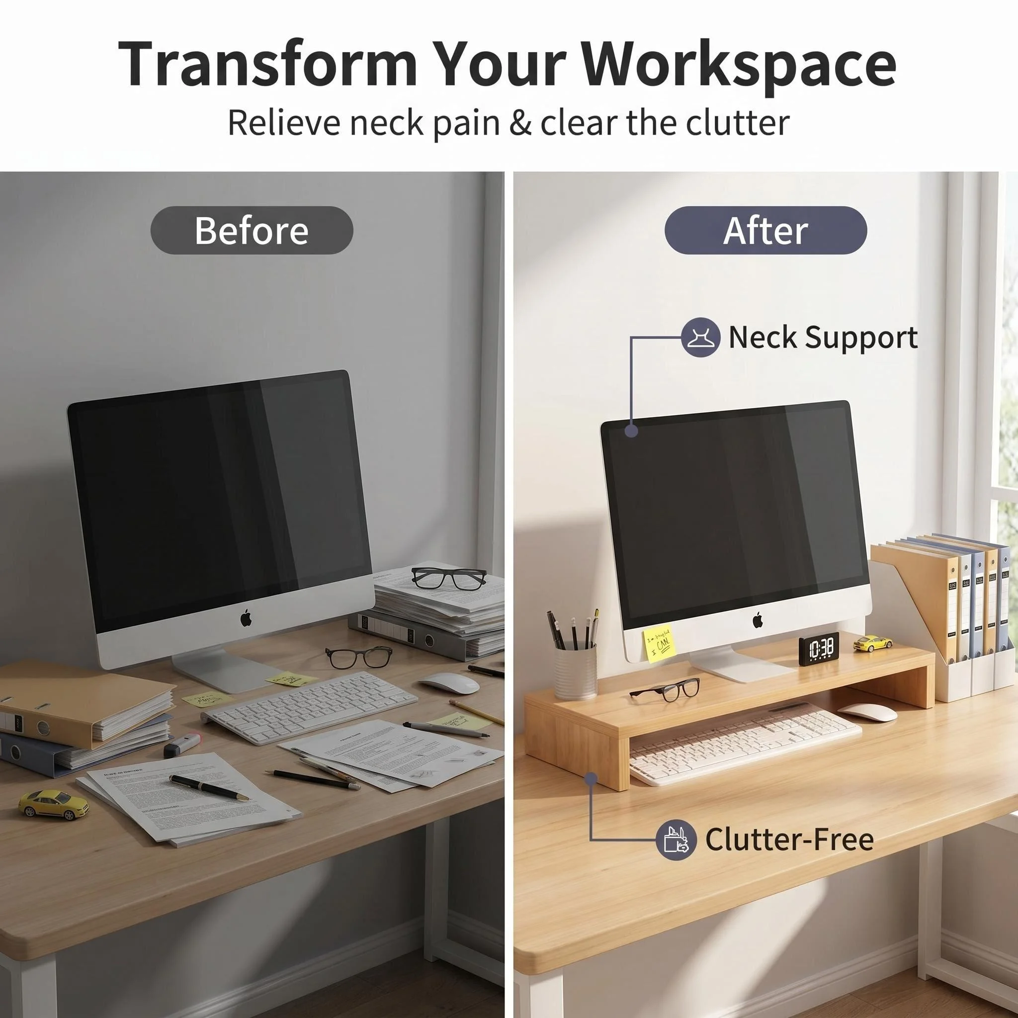 Elevated Laptop Stand Desktop Monitor Base Office Storage Rack Box Height Increasing Desk Organizer