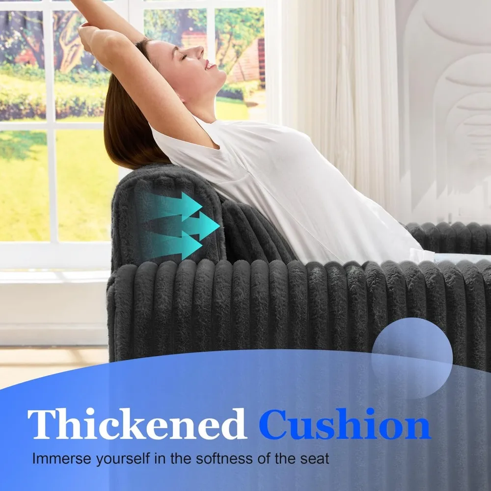 Divano compatto in schiuma per piccoli spazi abitativi: accogliente divano peloso con fodera e cuscini rimovibili