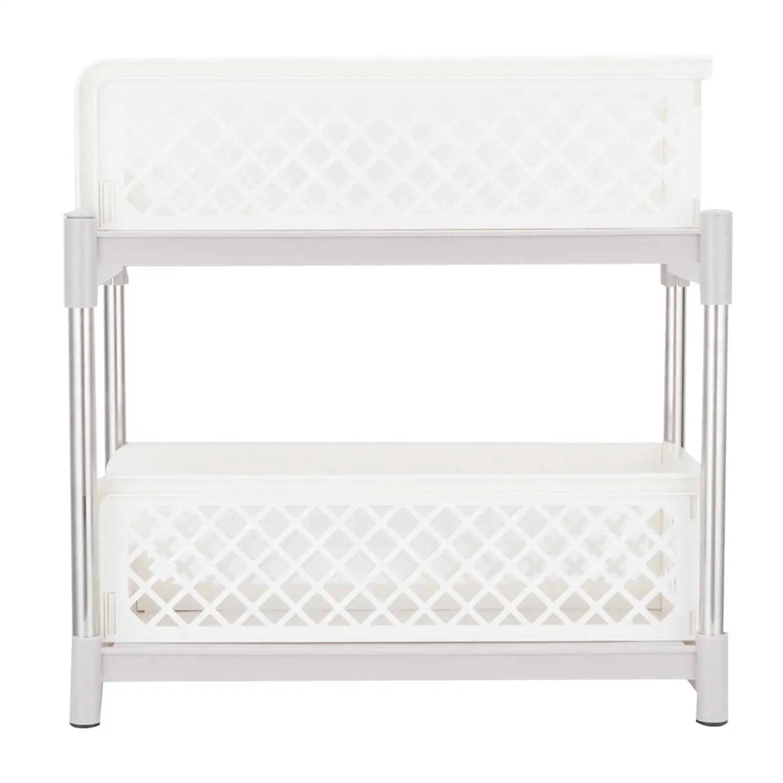 

2-Layer Sliding Basket Bathroom Shelf Cabinet Organizer with Pull Out Drawers - White Shower Shelves Storage Rack & Organizer