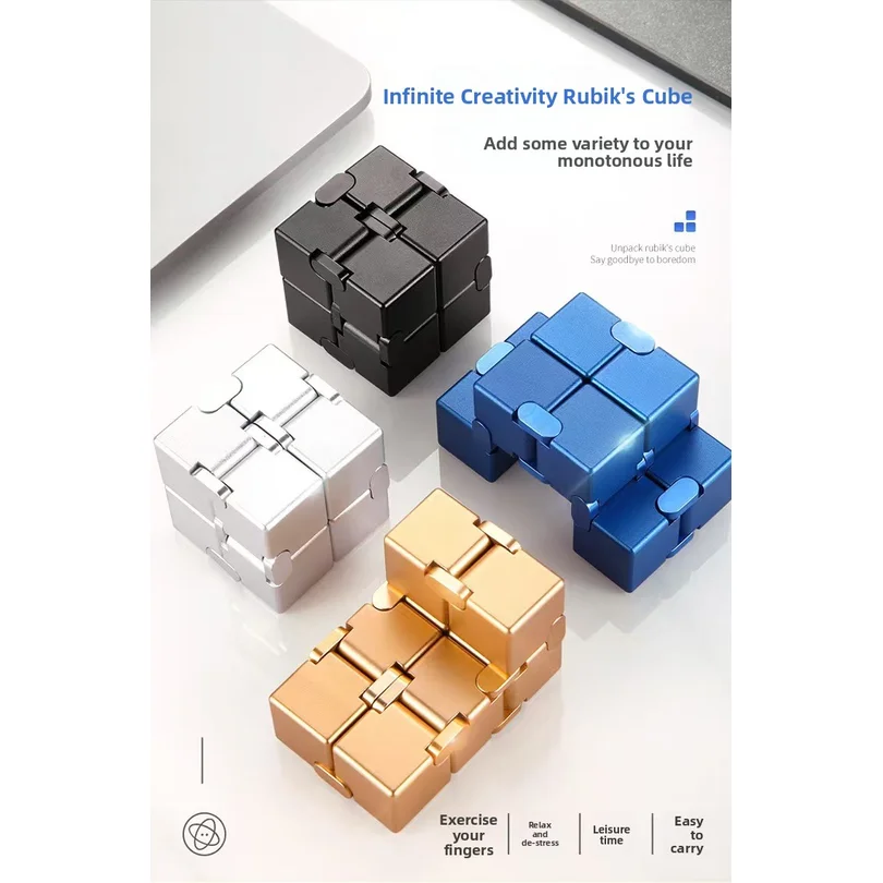 Cool Silver Fidget Cube Lightweight Ultra Durable Sensory Stress Relief Anti-Anxiety Toy Exquisite Decompression Gift for Adults