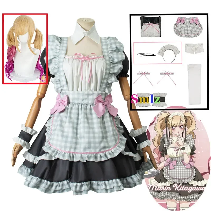 Kitagawa Marin Maid Cospaly Anime My Dress-Up Darling Costume Dress Lovely Lolita Uniform Women Halloween Party Outfit