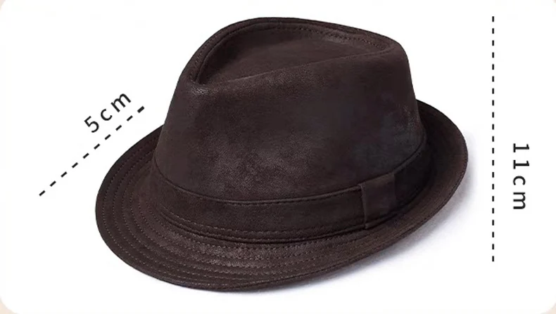 New 2024 Man High Quality Genuine Leather Formal Hat Jazz Gentleman Goat Skin Suede Short Brim Black/Brown Top Hat Malee
