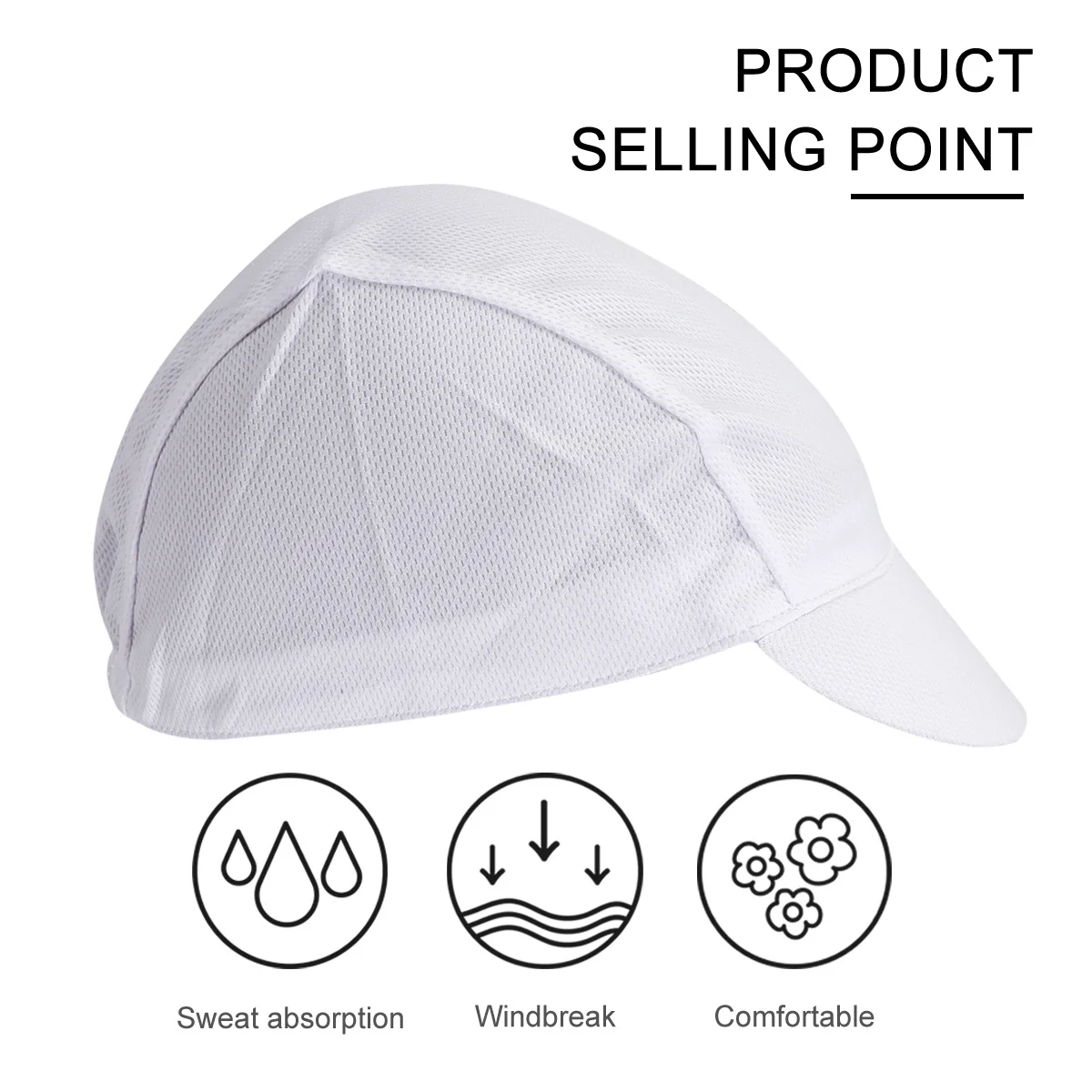 Unisex Cycling Cap Quick Dry Breathable Bike Caps Sweat-Absorbing Cycling Beanie for Outdoor Sports Running White