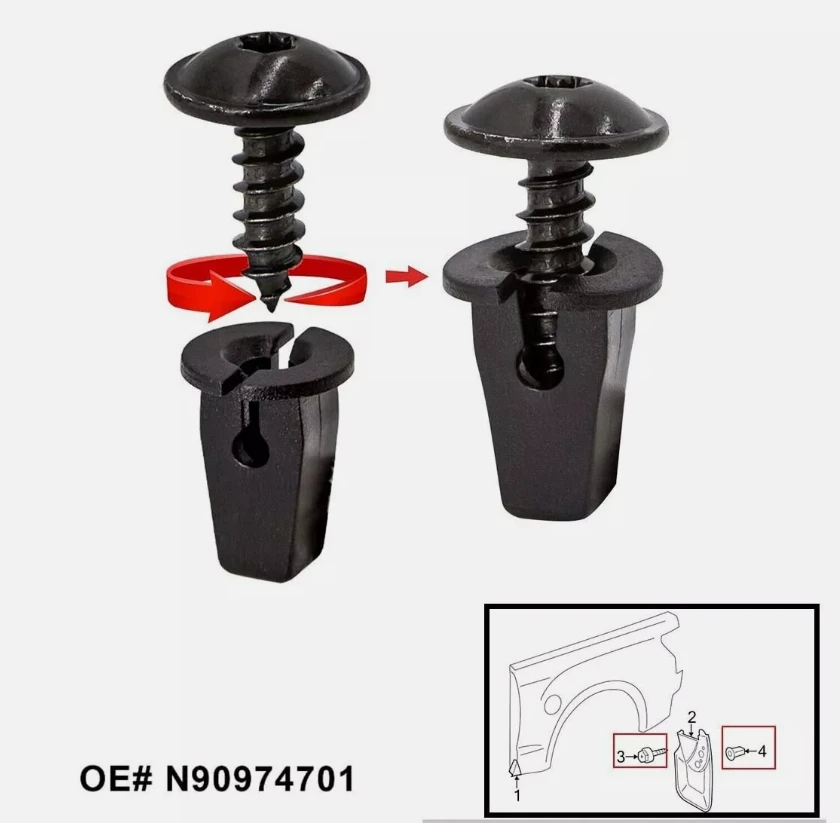 

N90974701 Engine Cover Undertray Splashguard Wheel Arch Torx Screw Retainer Fastener Clips Bolt For VW Audi Seat