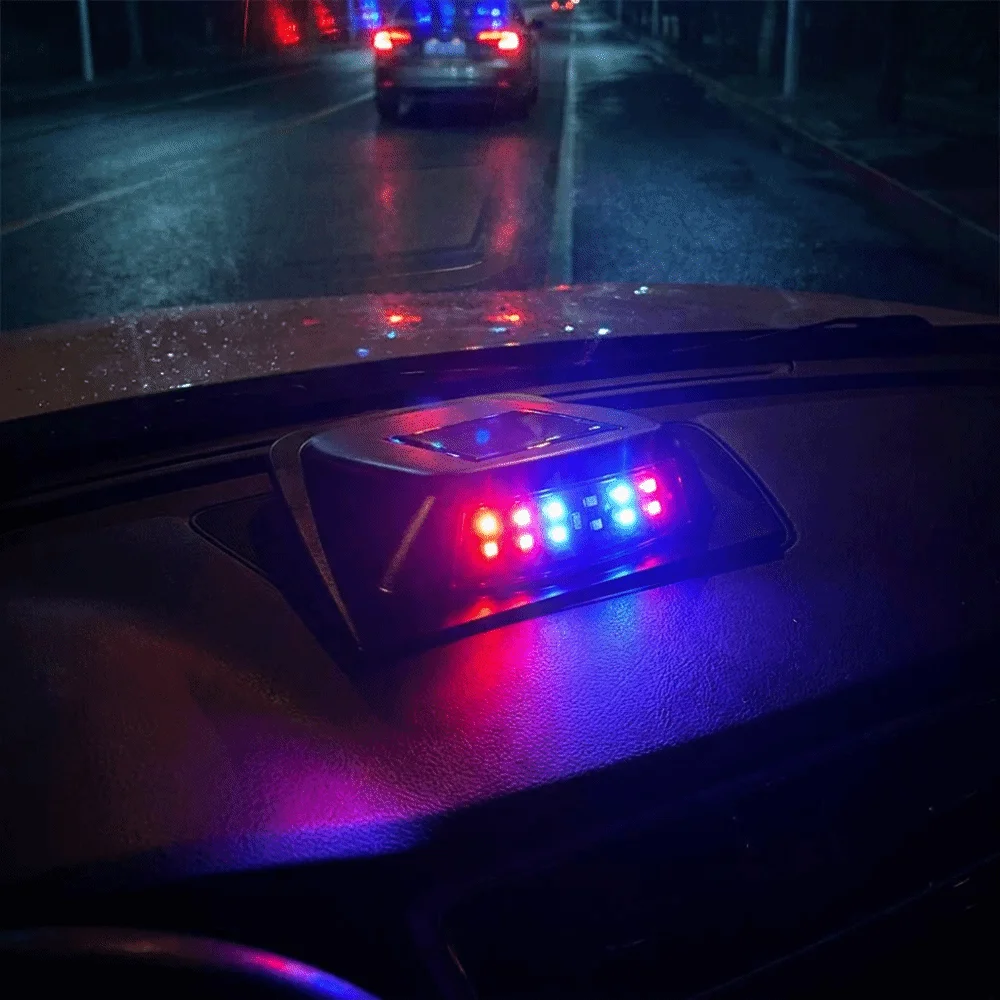 Solar Charging Design Solar Powered Car Light Soft Flashing Light Simple Adhesive Installation LED Warning Light