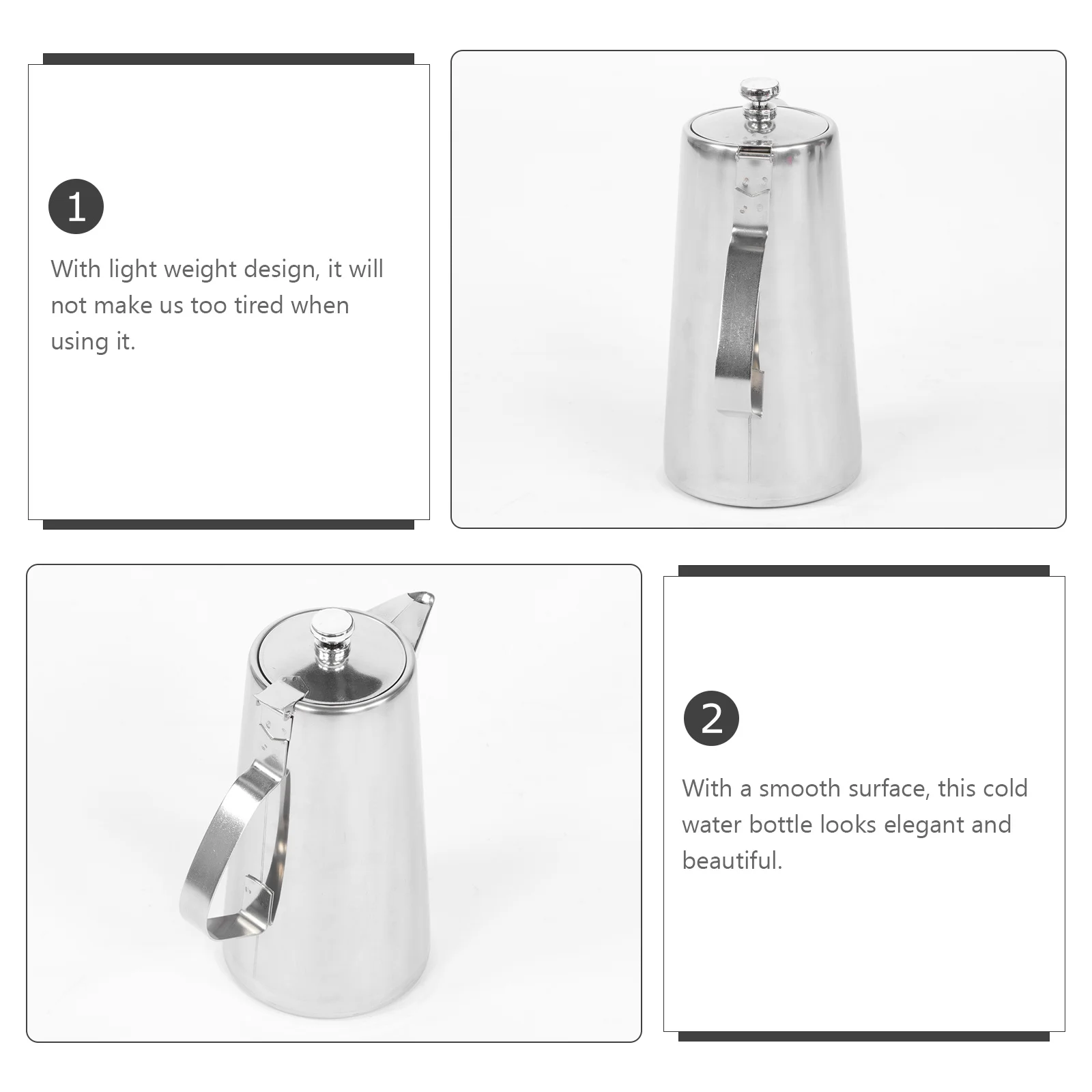 

1pc Stainless Steel Cold Water Jug Thickened Food Grade Large Capacity Lightweight Ergonomic Handle Portable for Edible