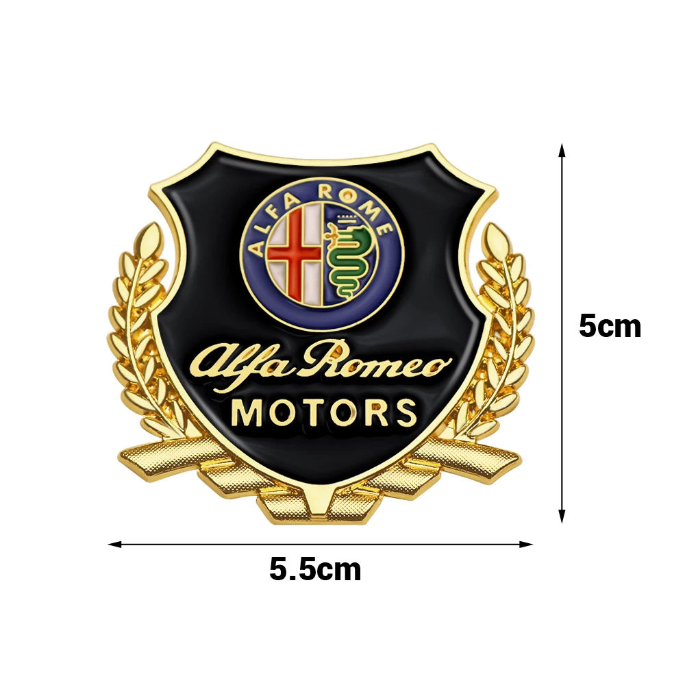 2pcs/set Car 3D Metal Emblem Design Body Window Decor Sticker For Alfa Romeo 159 Giulietta Mito 147 Stelvio VolanteAuto Styling