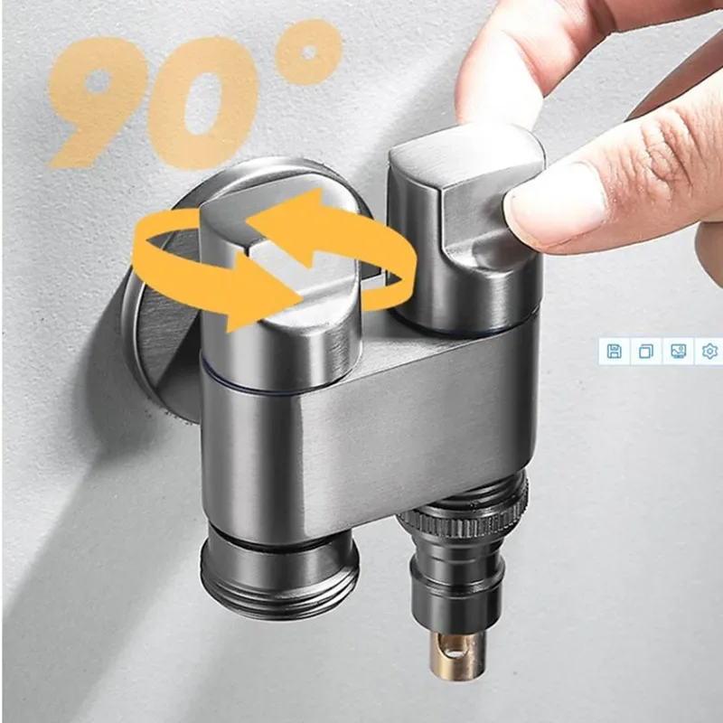 

One In Two Out Angle Valve Independent Switch Toilet Multifunction Valve Two-control Washing Machine Faucet Bidet Spray Gun Set