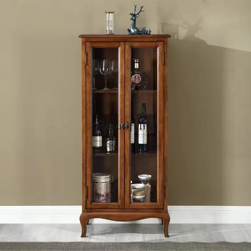 

02ls 18 -*American all solid wood double door bookcase with glass door living room locker