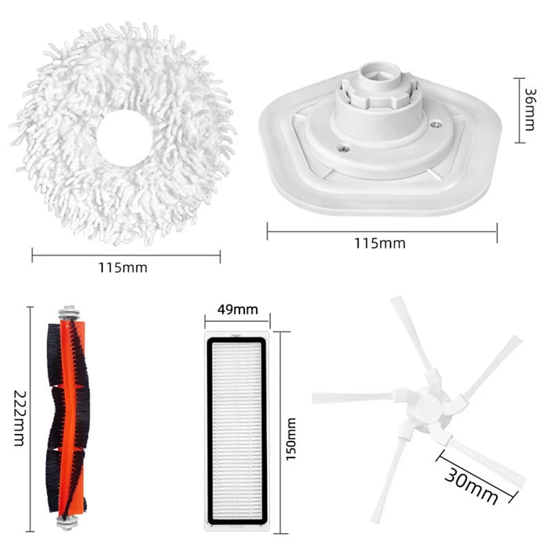 ไม้ถูพื้นแปรงด้านข้างหลัก1ชุดอุปกรณ์เปลี่ยนไส้กรอง HEPA เหมาะสำหรับ W10pro W10 Dreame Bot