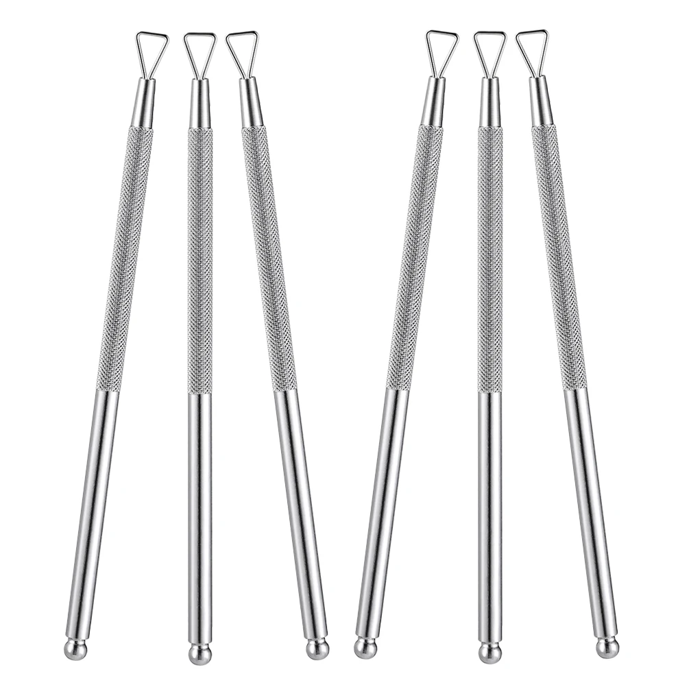 

6pcs Stainless Steel Triangle Cuticle Pusher Nail Instrument Gel Polish Remover Manicure Tools Dead Skin Fork Nail Edge Cleaner