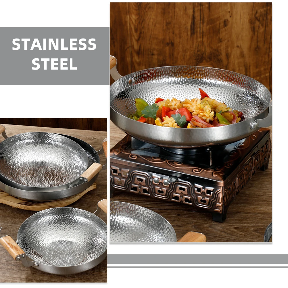 

1pc Single Person Hot Pot Cooker Stainless Steel Wooden Handle Small Cooking Pot Non-Stick Kitchen Pan For Home Hotel Camping