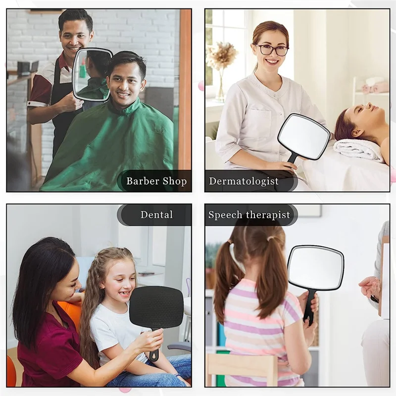 

SANQ 10Pcs Portable Hand Mirror Black Handheld Mirror With Handle Multi Barber Mirror For Vanity Makeup Salon Travel