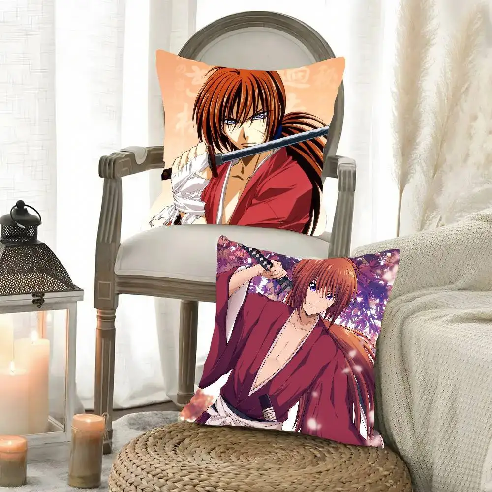 Japanese Manga R-Rurouni Kenshin Pillow Case Fashion Square Pillowcase Bedroom Sofa Room Ins Decoration Leisure