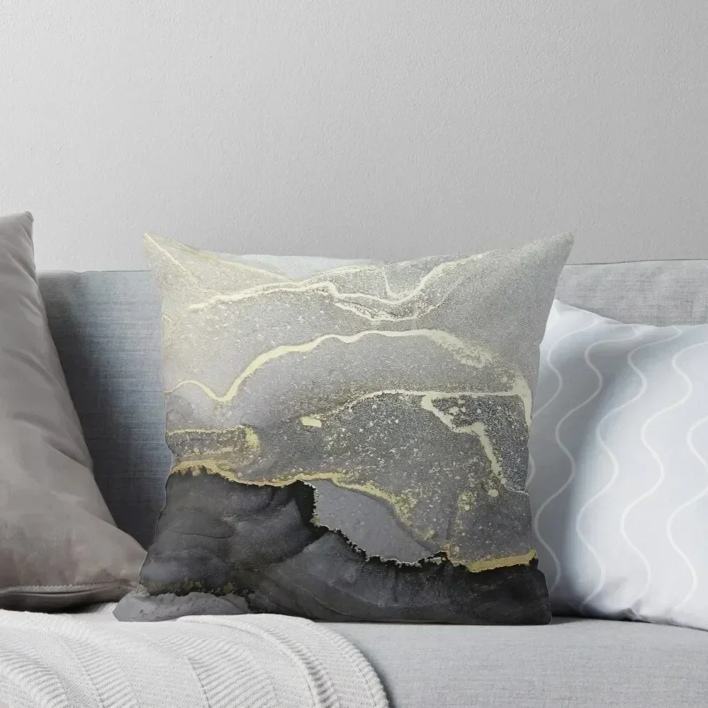 

Elegant black gold marble ink abstract painting Throw Pillow Cushion Cover Set Cusions Cover pillow