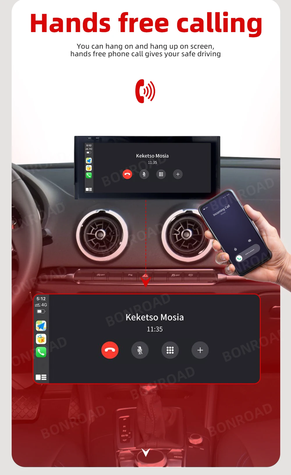 BONROAD For Audi Q5 2009-2016 Android Car Radio Multimedia Player Carplay Touch Screen Bluetooth WIFI GPS Navigation Stereo