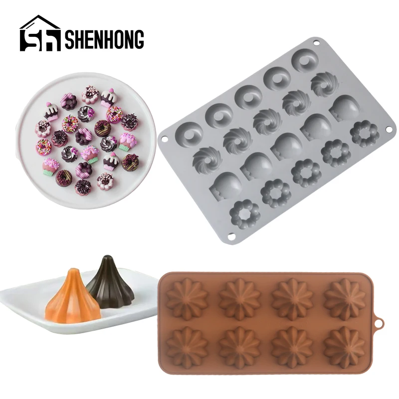 SHENHONG Silicone Chocolate Mold Fruit Jelly Sweety Baking Tools Donut Pagoda Design Child Candy Moulds Kitchen Dessert Bakeware