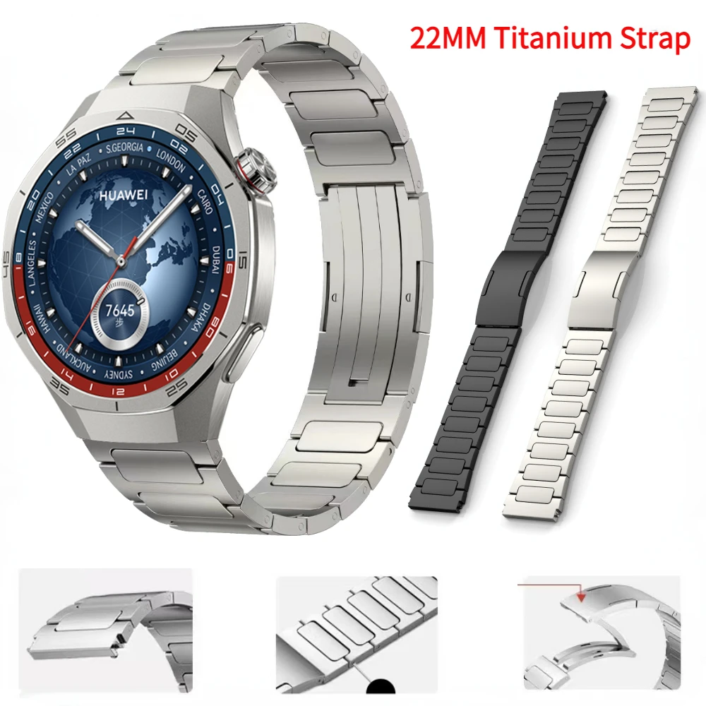 

22mm Titanium Strap for Huawei Watch GT5 Pro/GT5 4 3 46mm Metal replaceable wristband for Huawei Watch 4/GT3 GT2 Pro Accessories