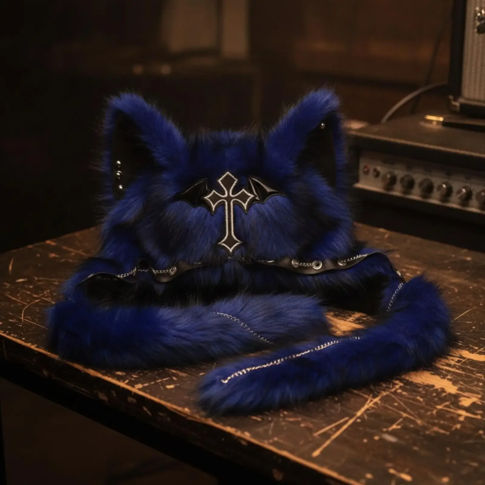 Faux Faux Hair Cat Ear Hat Gothic Hat with Ear Flaps Fuzzy Edgy for Teens, Faux Faux Hair Cat Ear Hat Gothic Hat with Ear Flaps Fuzzy Edgy for Teens,