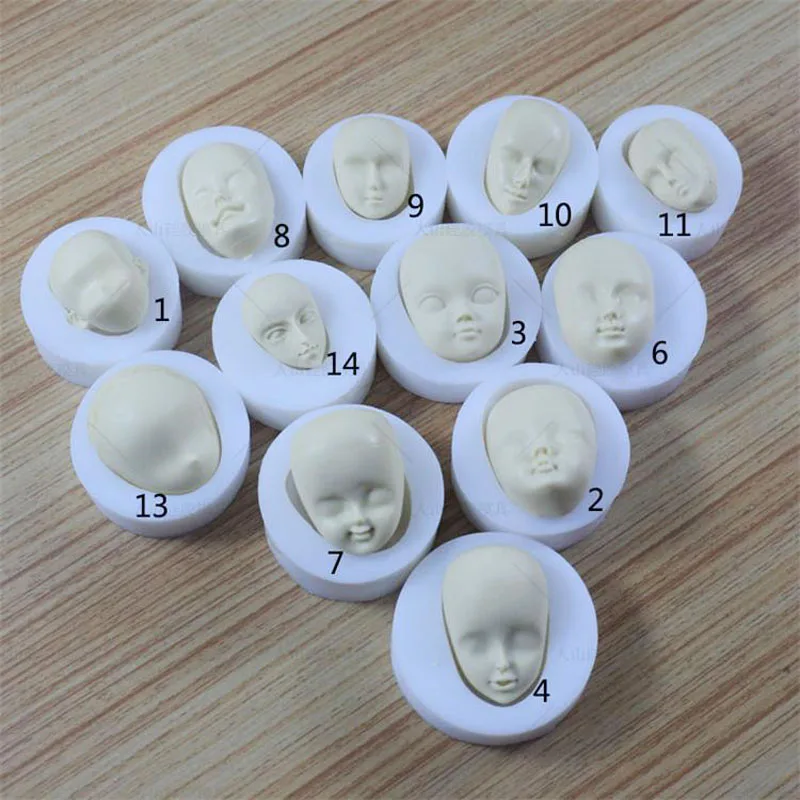 Proportional Face 3D Silicone Molds DIY Ultra Light Clay Soft Pottery Fondant Candle Plaster Cement Mold Set BJD Doll Face Molds