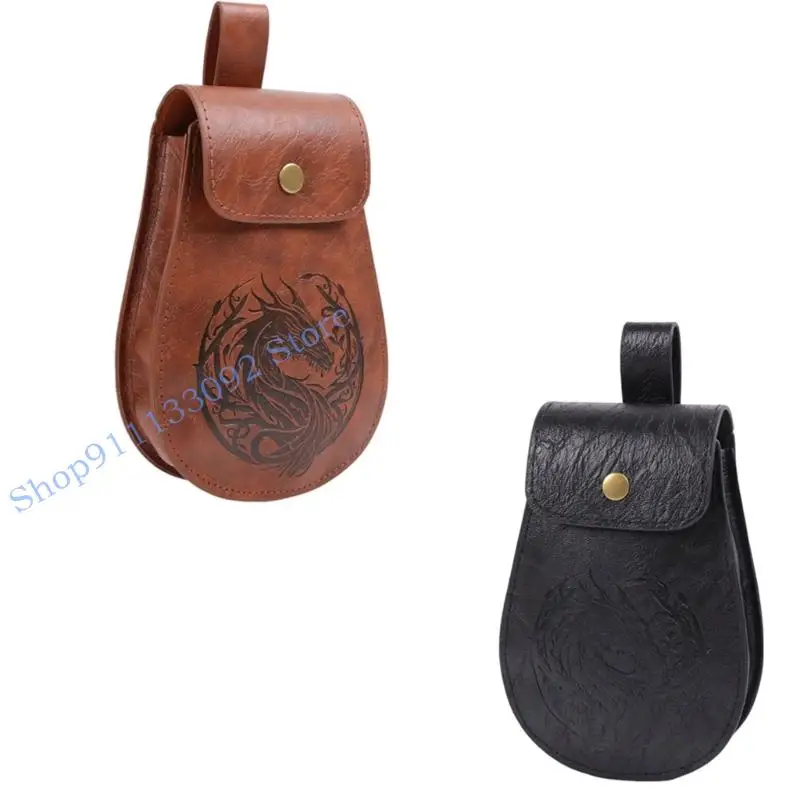 H9ED حقيبة خصر من العصور الوسطى، حقيبة خصر بحزام عتيق، حقيبة خصر للهالوين LARP عصر النهضة، إكسسوارات أزياء للنساء والرجال #1