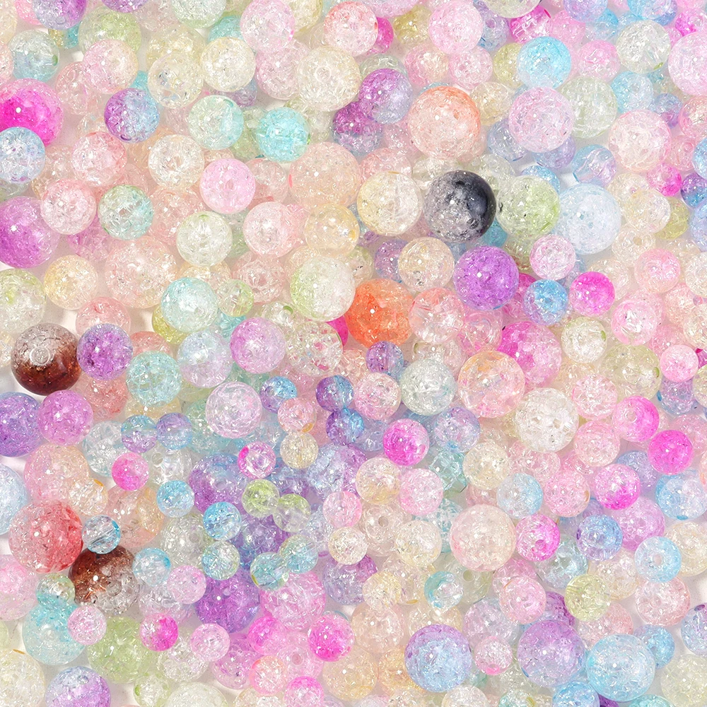 

10-100Pcs/Lot 8-16mm Round Cracked Acrylic Beads Spacer Loose Charm Beads for DIY Crafts Ornament Making Clothing Accessories