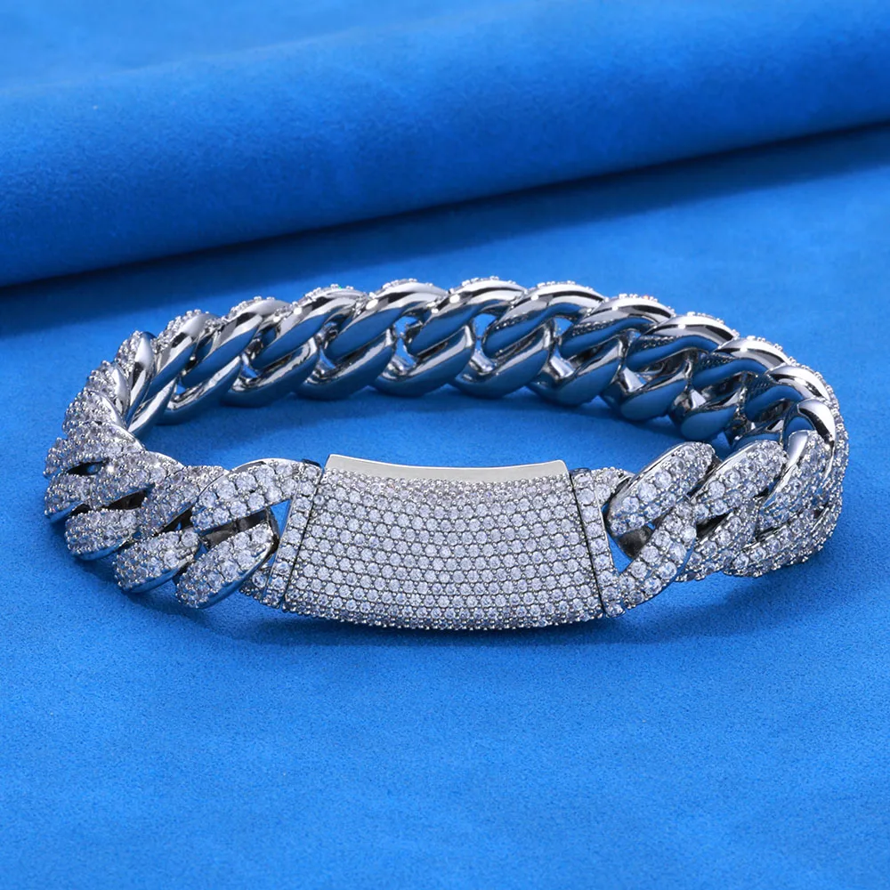 

HHIOK Хип-хоп Стиль 13 мм Кубинский Браслет Iced CZ Циркон 18-каратное Позолоченное Блестящий Мужской и Женский Изысканный Браслет Майами