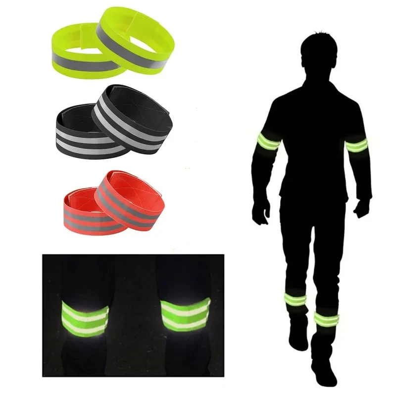 High Reflective Bands Elastic Armband Wristband Ankle Straps Safety Reflector Tape Motorcycle Clothing For Night Biking