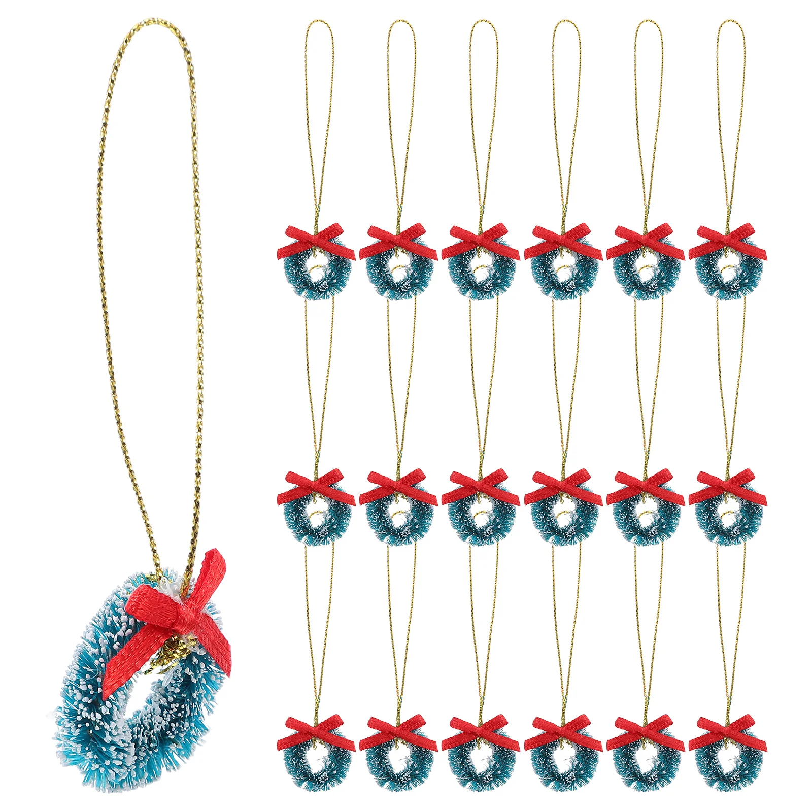 

24Pcs Tiny Christmas Wreaths with Red Bow, Mini Flocked Wreath Ornaments for Crafts, Gift Packaging, Tiered Trays, Drawer Knobs,