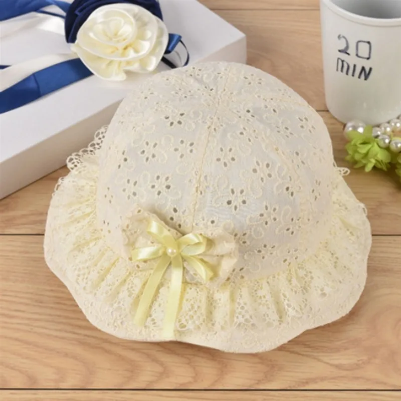 Cute Lace Breathable Baby Sun Hat Summer Bucket Cap Bow-knot Basin Cap Sweet Girls Hat Sunshade Toddler Caps Children Visor Hat