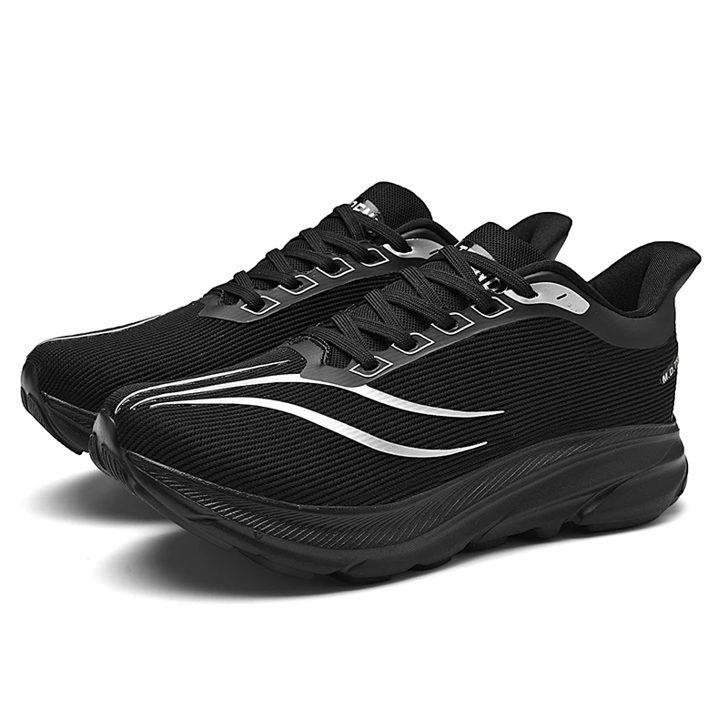 Black Running Shoes Women Men Long-Distance Road Sport Training Casual Sneakers