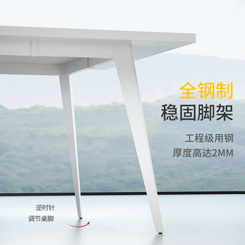 Meja dan kursi negosiasi kecil berwarna putih bergaya modern sederhana, meja bar pelatihan ruang konferensi, meja kerja