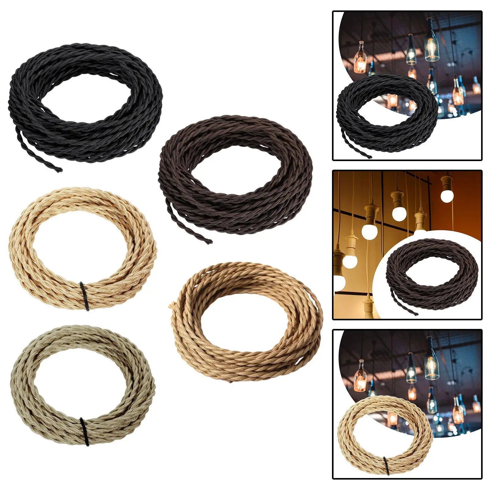 DIY Pendant Lighting Cord Pure Copper 5m Flexible Cable Vintage Ceiling Lamp for Farmhouse Home Bar Bedroom Wall Lamp