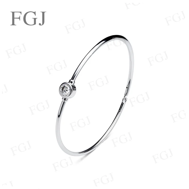 S925 Sterling Silber Weißgold Plattiert 5MM Rundschliff VVS1 D Echte Moissanit-Diamanten Armreifen Feiner Schmuck Valentinstag Geschenk – Detail 3