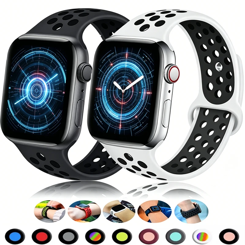 Sportarmband für Apple Watch Band 46mm 44mm 40mm 42-38-41mm 45mm Atmungsaktives Armband iWatch Series 11 10 9 8 7 6 SE 5 Ultra2 49mm