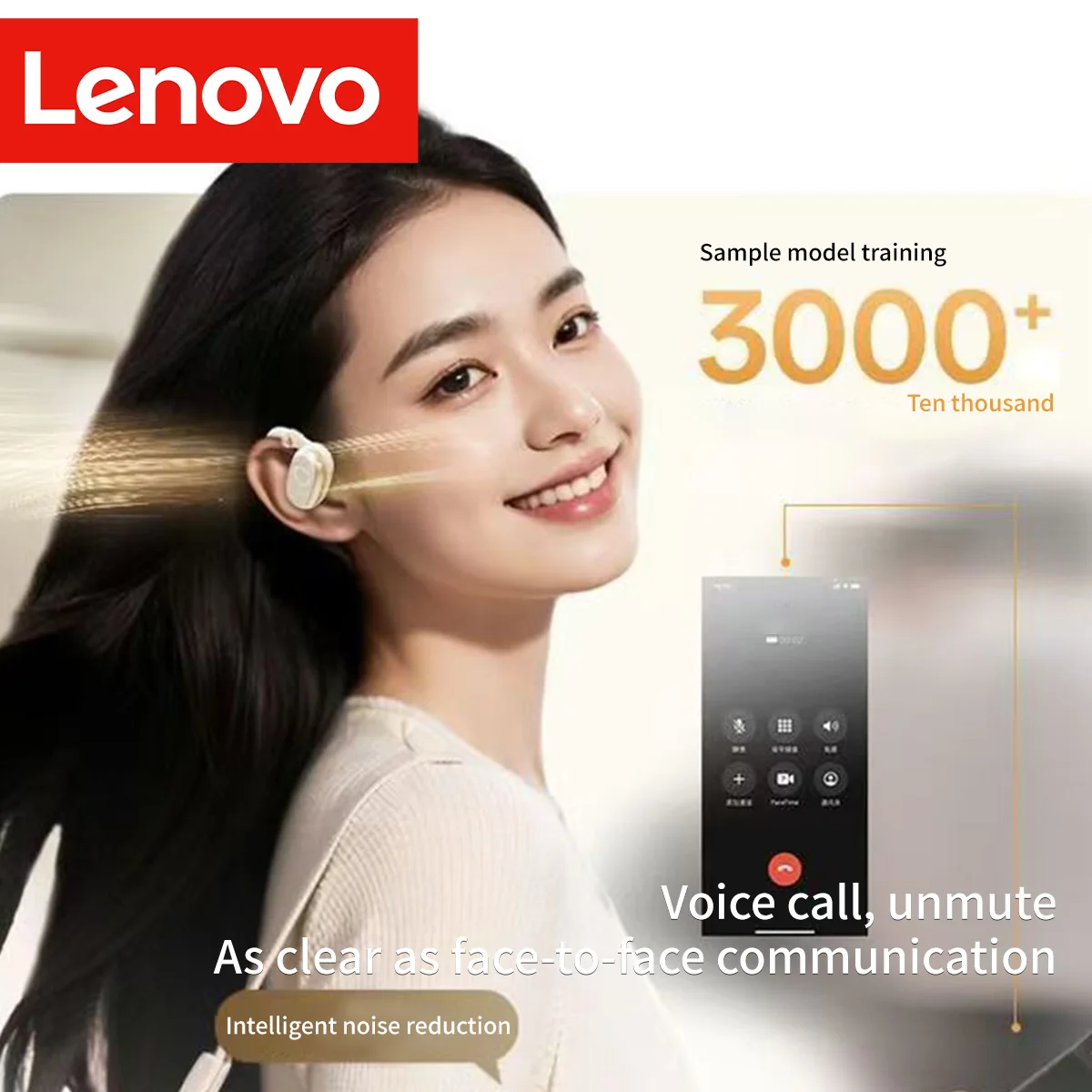Lenovo EA366 Earhook Headphones Bone Conduction Wireless Bluetooth HD Stereo Music Game Noise Reduction Earphones Sport Earbuds view 3