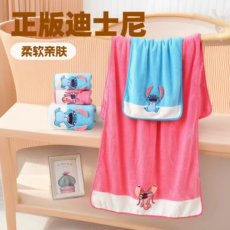 

Disney Stitch Coral Velvet Bath Towel Towel Cartoon Stitch Absorbent Soft Sleeve Towel Wrap Towel Cute Stitch Non Cotton Towel