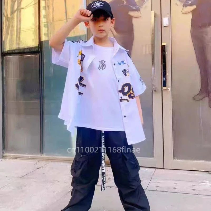 Children's Street Dance Costume, Girls' Jazz Performance, Runway Show Costume, Boys' Motorcycle Style Hip-hop Suit