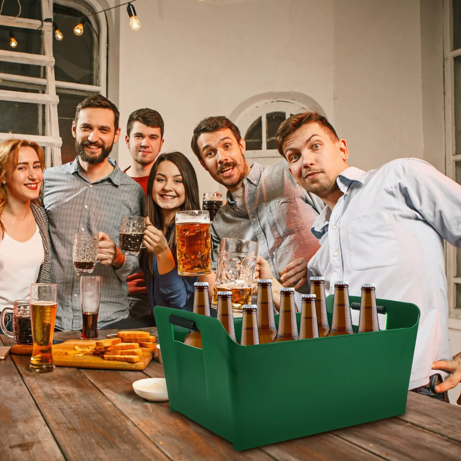 Square Beer Bucket Heavy Duty Shockproof Ice Bucket for Outdoor Events Pool Parties Buffets Home Bar Cafe Hotel Compact Design