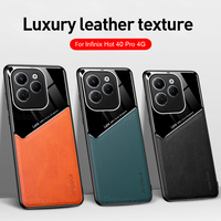 Camera Protect Leather Case For Infinix Hot 40 Pro 40i Hot40 i 40Pro Hot40i Hot40Pro 4G Car Magnetic Stand Silicone Cover Fundas